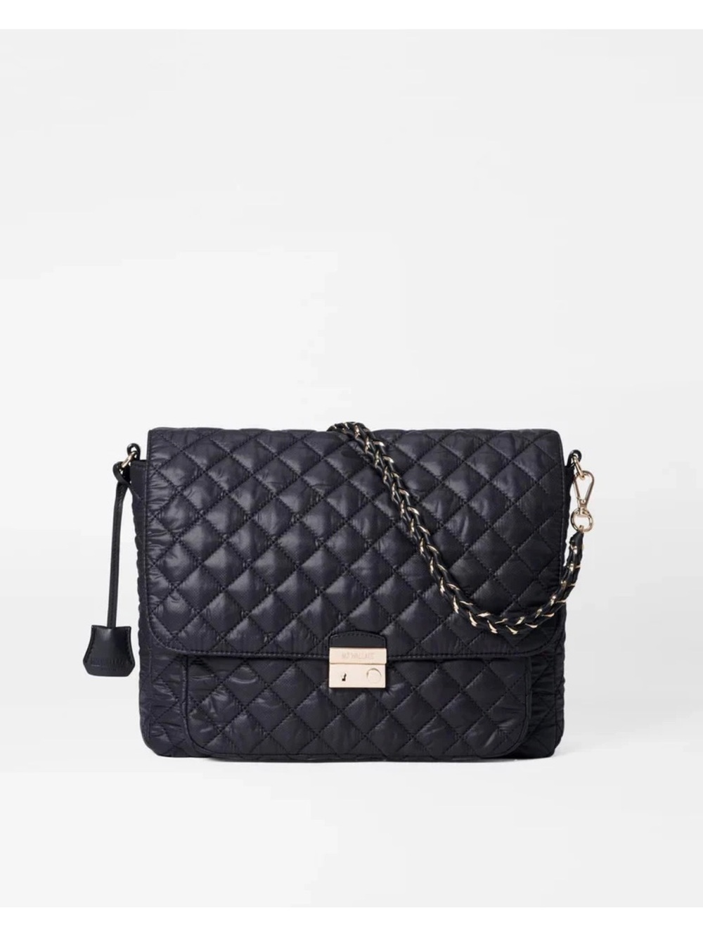 MZ Wallace Large Crosby Quilted Black Shoulder Bag Gold Hardware